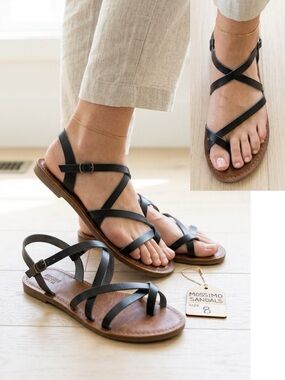 Mossimo Supply Co. Black Strappy Flat Sandals